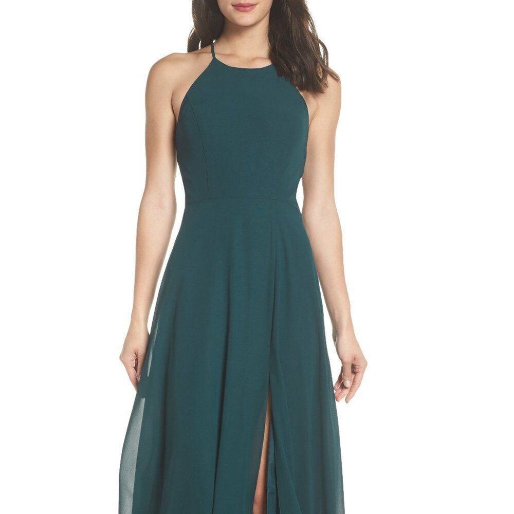 Jenny Yoo Kayla A-Line Dark Green Dress Size 0